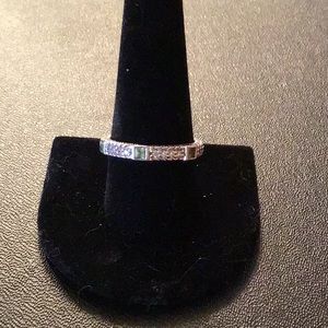 JUDITH RIPKA PERIDOT AND DIAMONIQUE STACK RING IN 925 STERLING SILVER